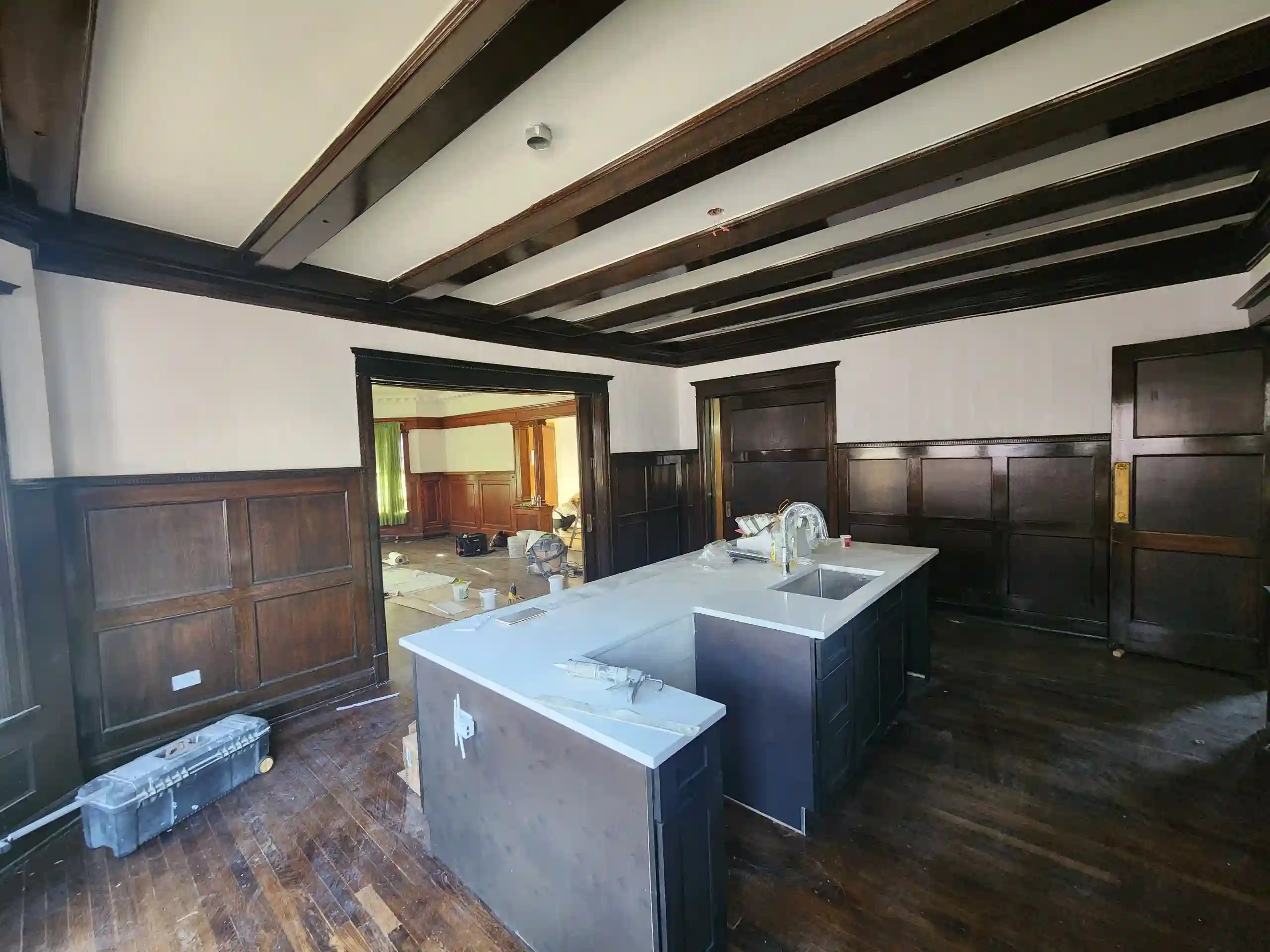 Commercial wallpaper installation in West Seattle